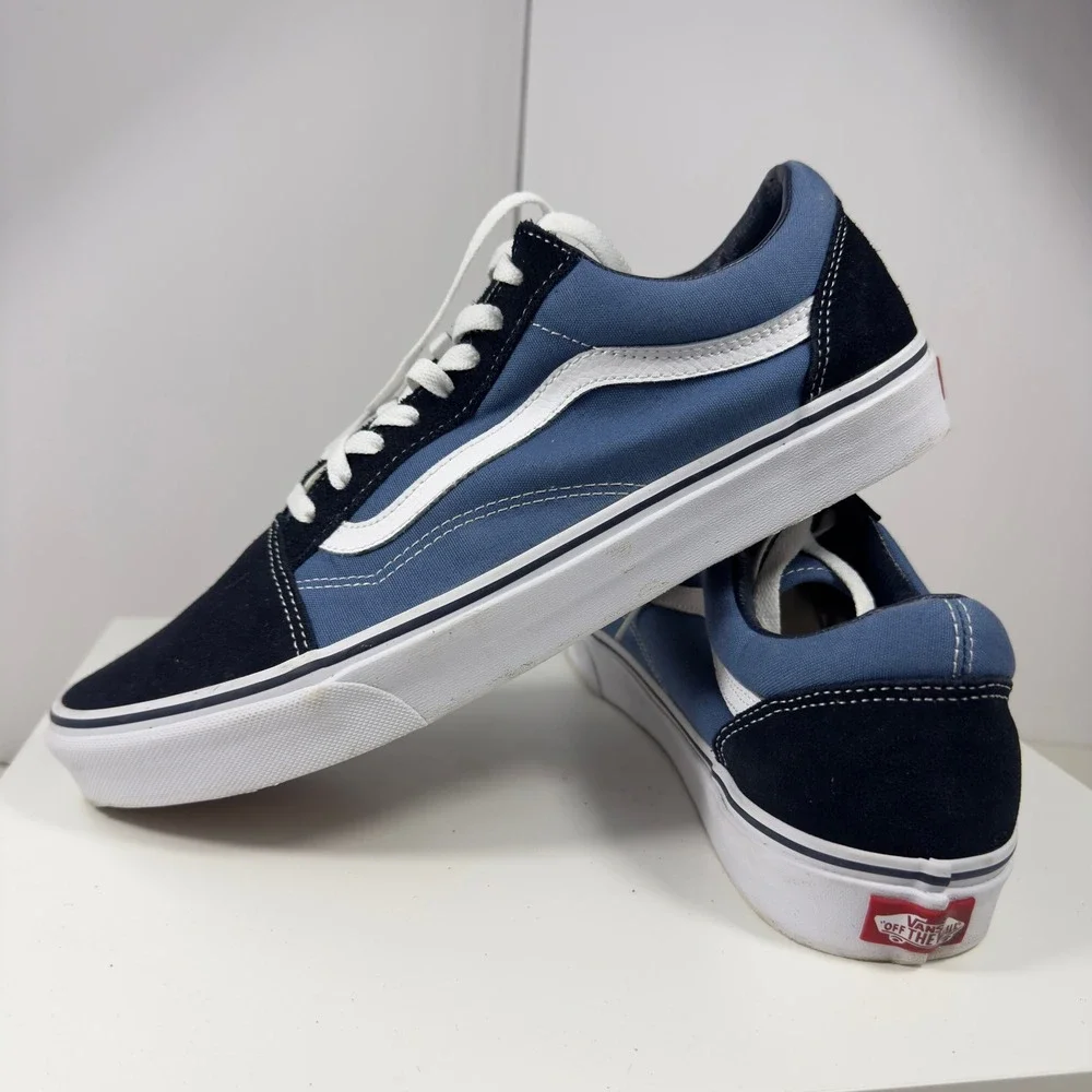 Vans Old Skool Sneakers Mens Size 12 Blue Navy Suede Canvas Low Top Skate Shoes